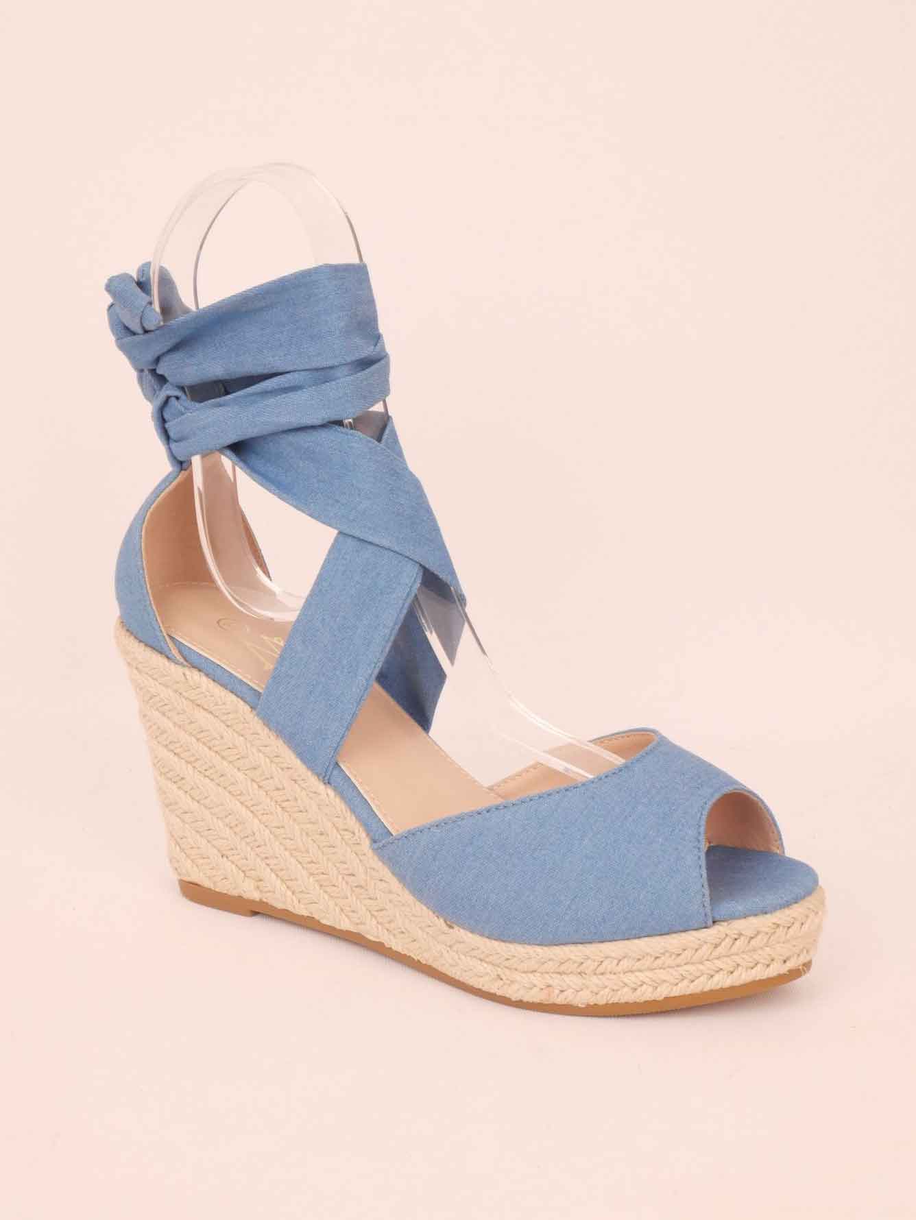 Malucca - Espadrillos med hæl og bindebånd